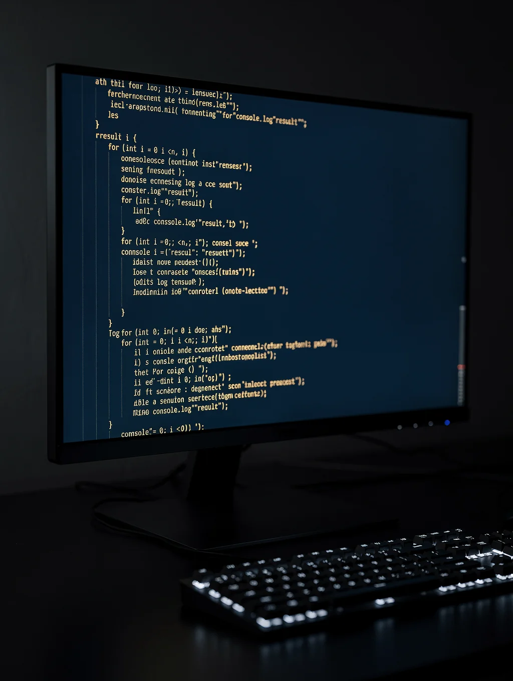 Macro detail of a terminal screen with code
