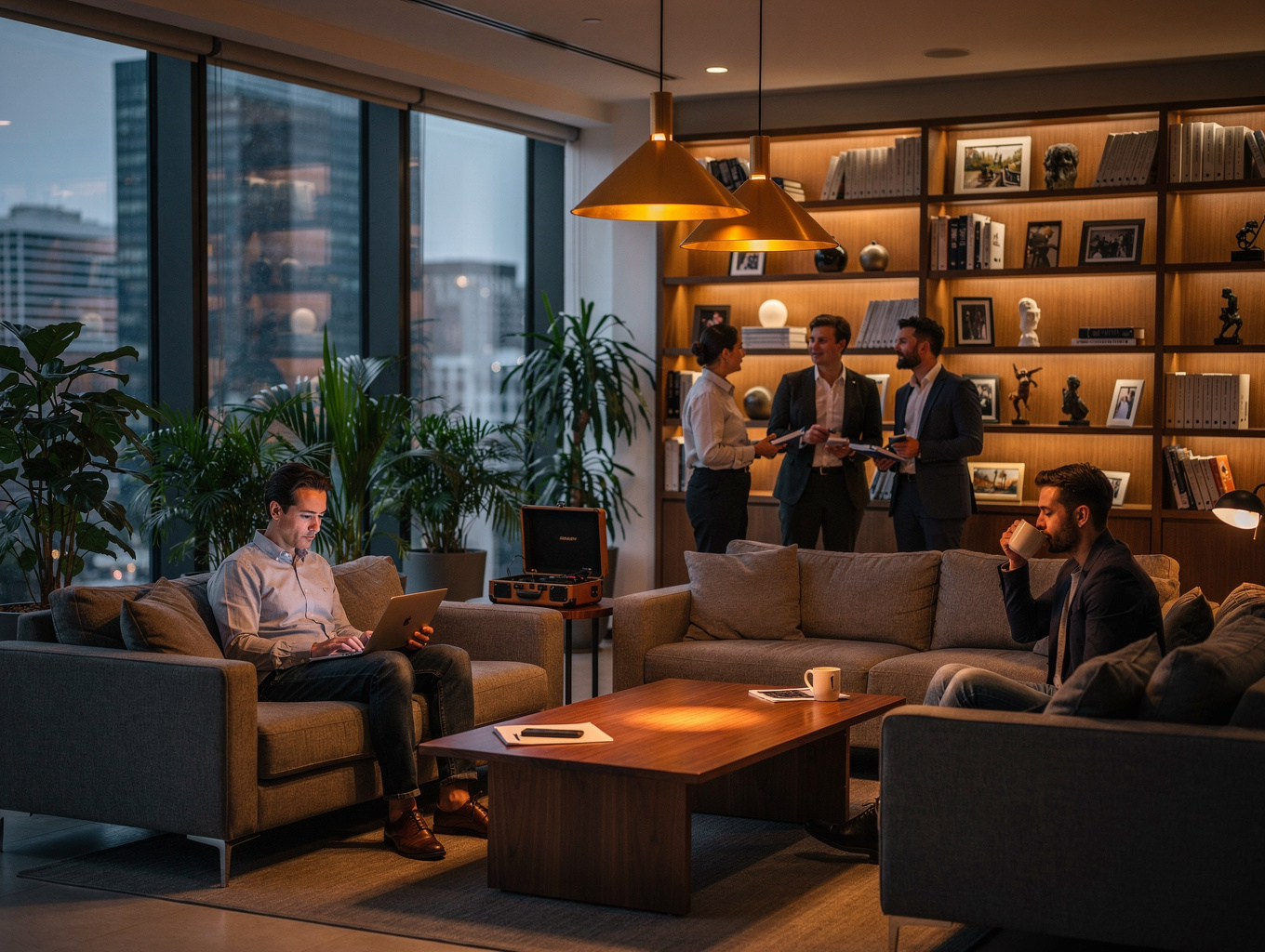 Members relaxing in the community lounge