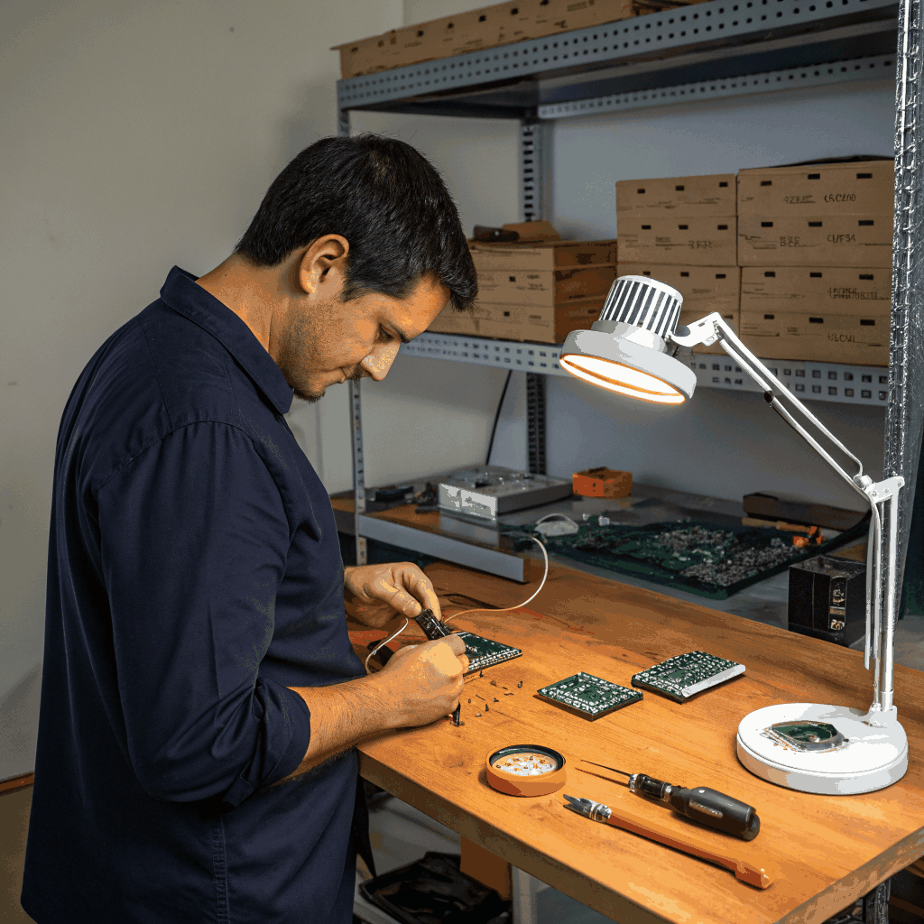 Hardware lab setup with tools