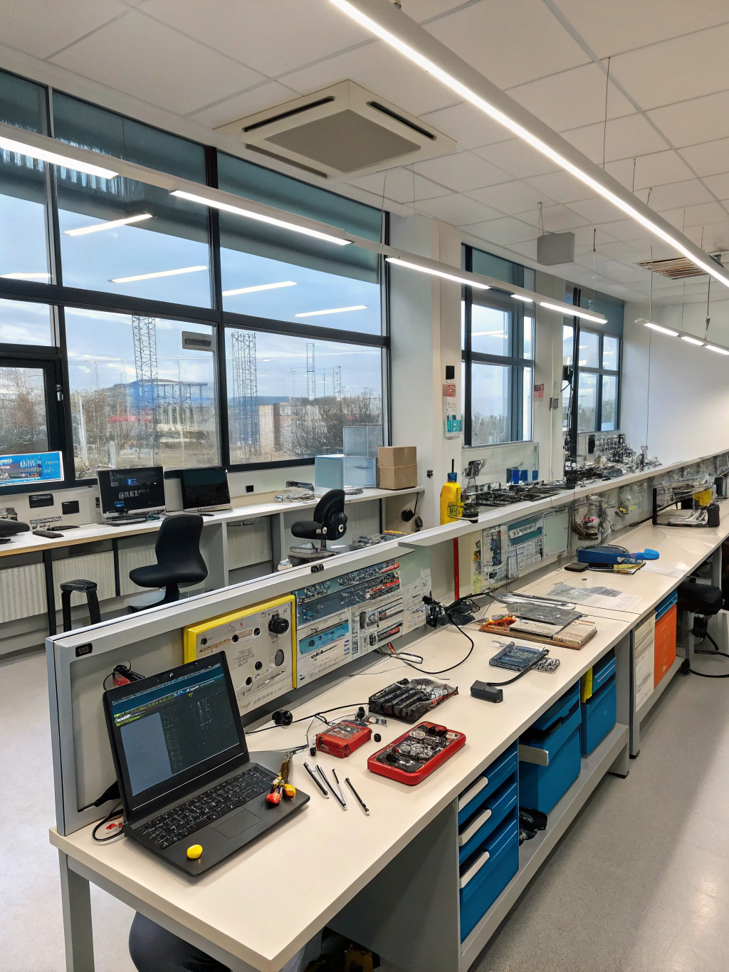 Innovation lab with hardware setups