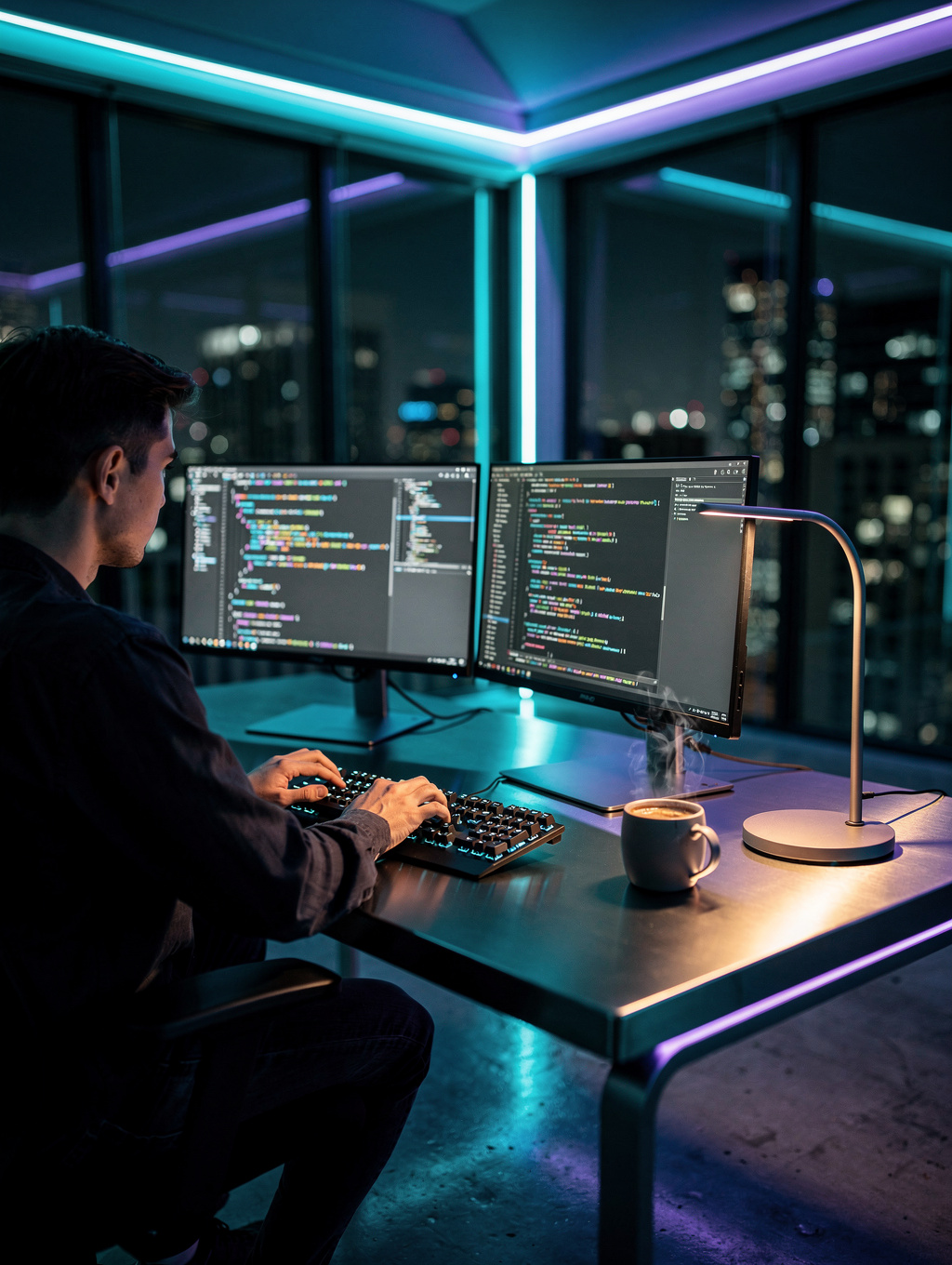 Code Hub member working on a project
